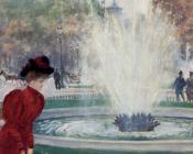 让 贝劳德 : Parisienne Au Rond Point Des Champs Elysees